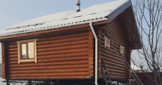 Баня из оцилиндрованного бревна под ключ в Губахе - от 133861 рублей